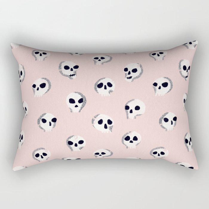 Spooky Skulls - Blush Rectangular Pillow Gallery Image 2