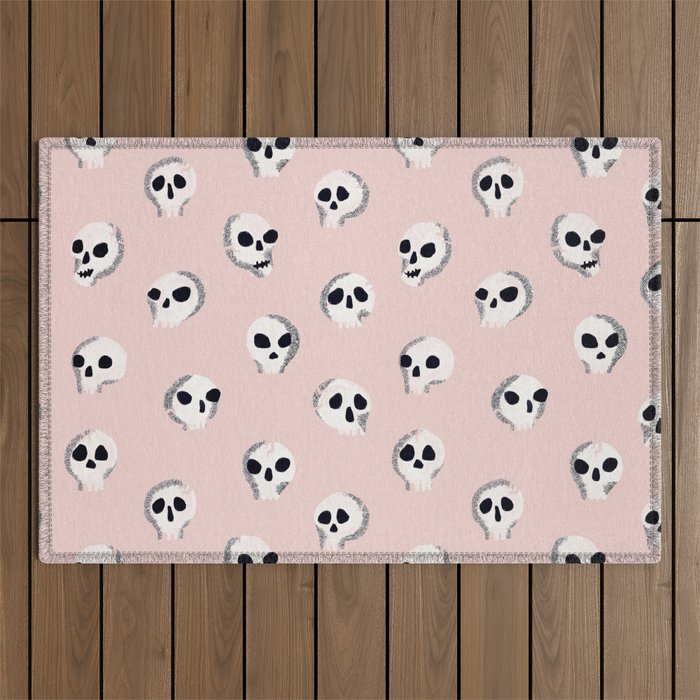 Spooky Skulls - Blush Outdoor Rug Gallery Image 1