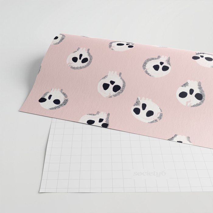 Spooky Skulls - Blush Wrapping Paper Gallery Image 2