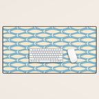 Coastal Fish Mid Century Minimalist Pattern in Blue Desk Mat Gallery Image 1