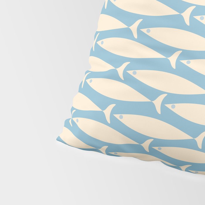 Coastal Fish Mid Century Minimalist Pattern in Blue Pillow Sham Gallery Image 4