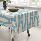 Coastal Fish Mid Century Minimalist Pattern in Blue Tablecloth Gallery Image 3