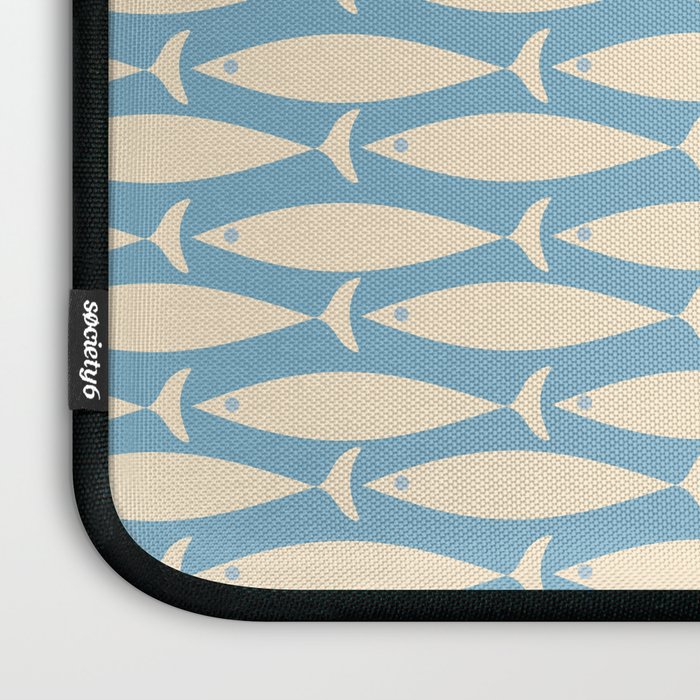 Coastal Fish Mid Century Minimalist Pattern in Blue Laptop Sleeve Gallery Image 3