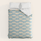 Coastal Fish Mid Century Minimalist Pattern in Blue Comforter Gallery Image 6