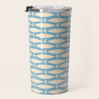 Coastal Fish Mid Century Minimalist Pattern in Blue Travel Mug Gallery Image 3