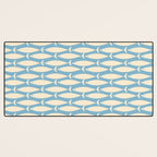 Coastal Fish Mid Century Minimalist Pattern in Blue Desk Mat Gallery Image 3
