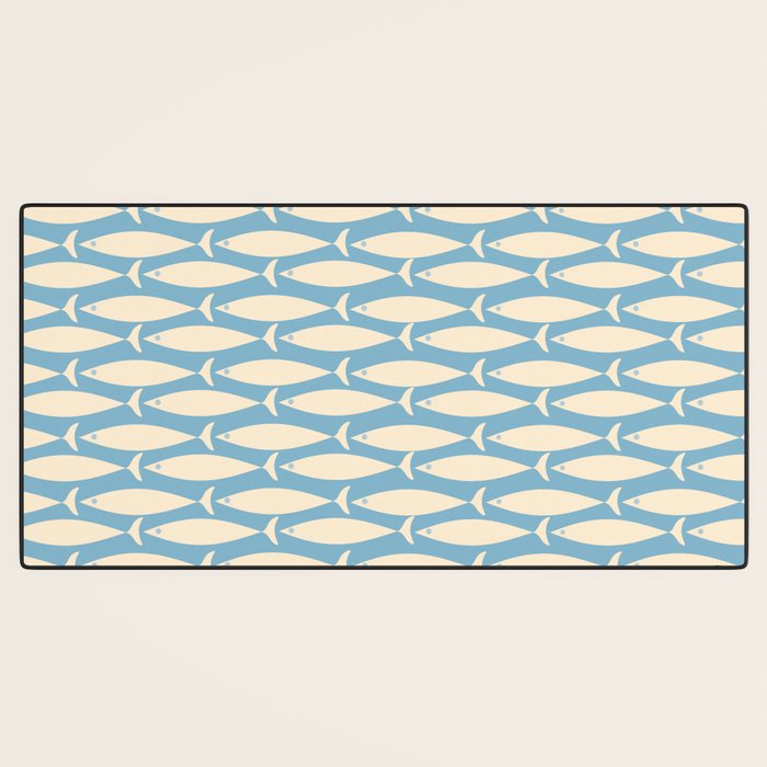 Coastal Fish Mid Century Minimalist Pattern in Blue Desk Mat Gallery Image 3