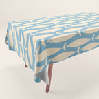 Coastal Fish Mid Century Minimalist Pattern in Blue Tablecloth Gallery Image 1