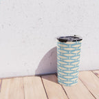 Coastal Fish Mid Century Minimalist Pattern in Blue Travel Mug Gallery Image 4