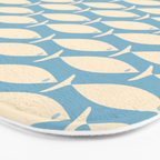 Coastal Fish Mid Century Minimalist Pattern in Blue Bath Mat Gallery Image 3
