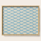 Coastal Fish Mid Century Minimalist Pattern in Blue Serving Tray Gallery Image 1