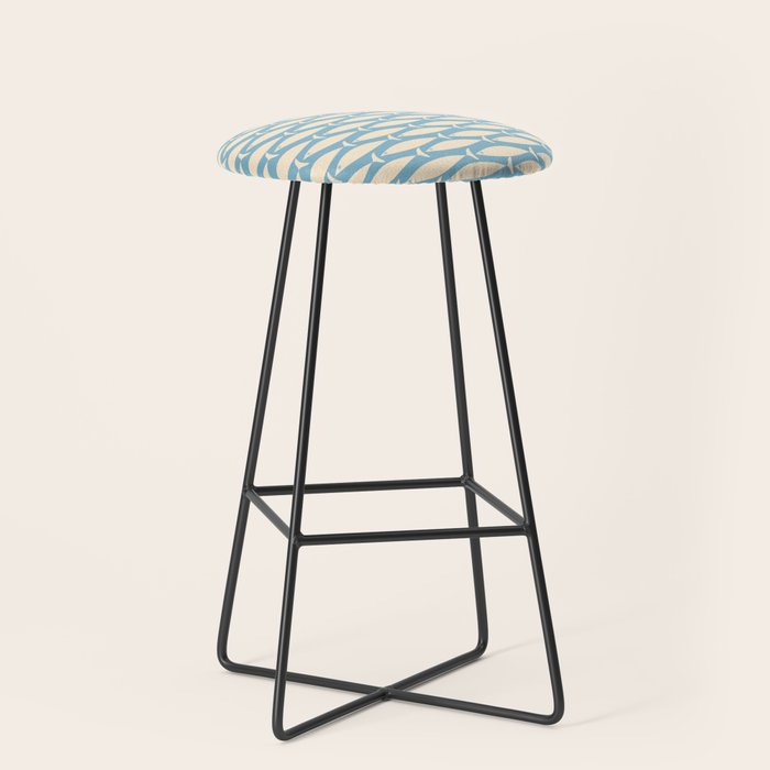 Coastal Fish Mid Century Minimalist Pattern in Blue Stool Gallery Image 1