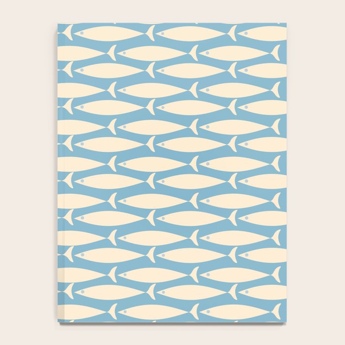 Coastal Fish Mid Century Minimalist Pattern in Blue Notebook Gallery Image 4