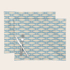 Coastal Fish Mid Century Minimalist Pattern in Blue Placemat Gallery Image 1