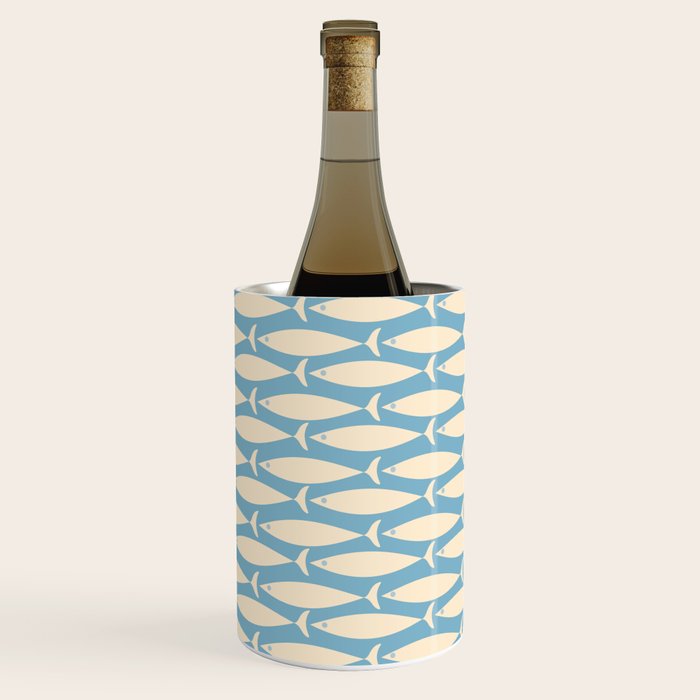 Coastal Fish Mid Century Minimalist Pattern in Blue Wine Chiller Gallery Image 2