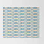 Coastal Fish Mid Century Minimalist Pattern in Blue Throw Blanket Gallery Image 2