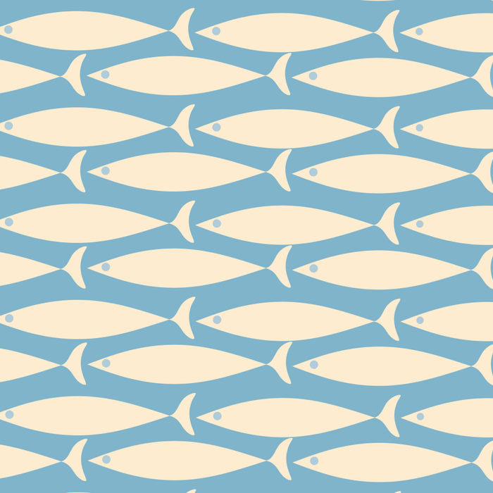 Coastal Fish Mid Century Minimalist Pattern in Blue Coffee Mug Gallery Image 2