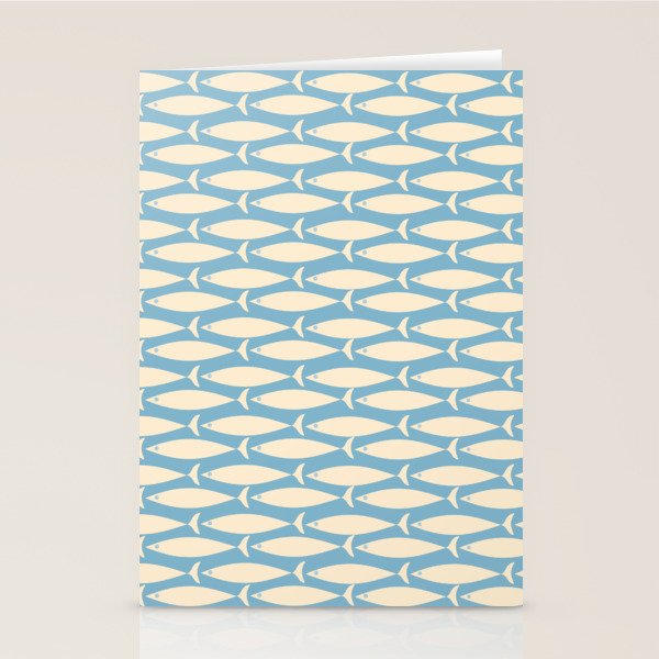 Coastal Fish Mid Century Minimalist Pattern in Blue Stationery Card Gallery Image 1