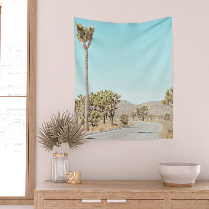 Desert Road, Joshua Tree Landscape Photography Wall Tapestry Gallery Image 2