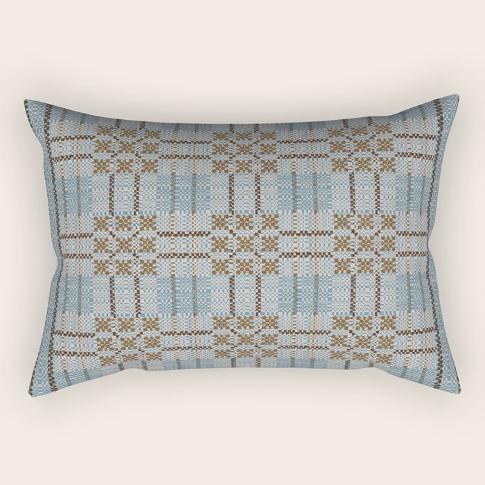 Overshot Floral Blue Rectangular Pillow Gallery Image 2