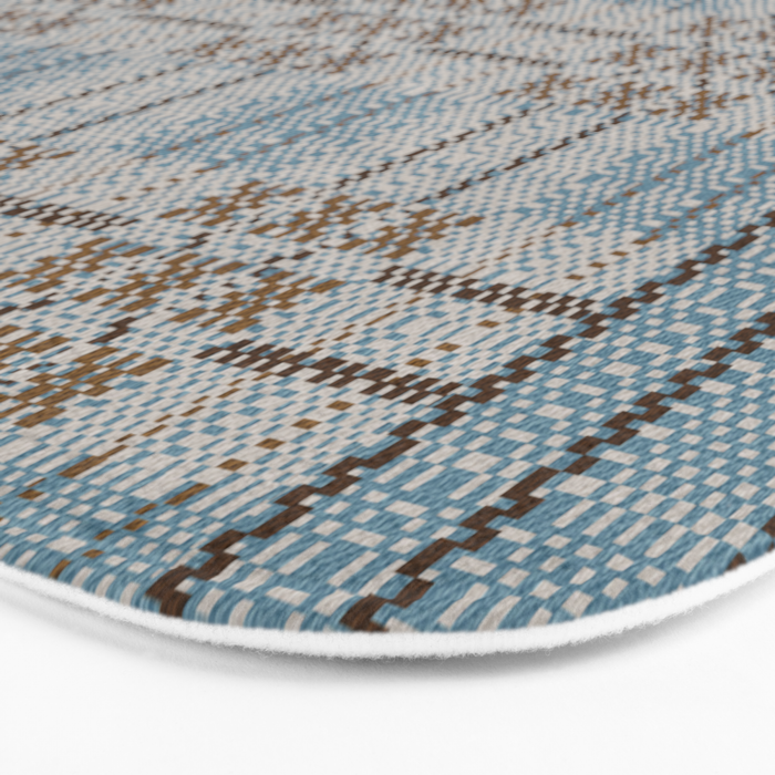 Overshot Floral Blue Bath Mat Gallery Image 3