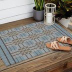 Overshot Floral Blue Outdoor Rug Gallery Image 2