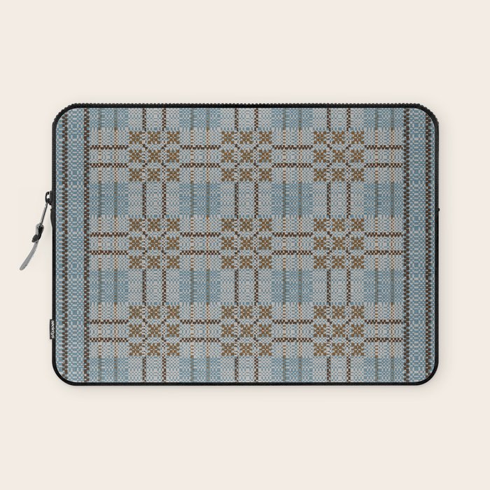 Overshot Floral Blue Laptop Sleeve Gallery Image 1