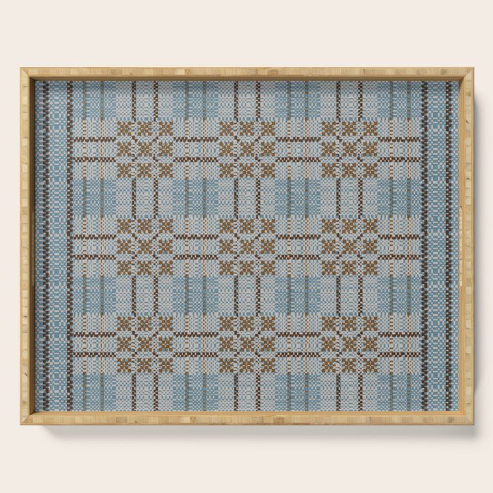 Overshot Floral Blue Serving Tray Gallery Image 1