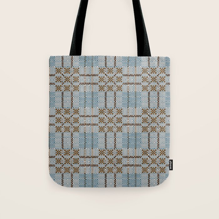 Overshot Floral Blue Tote Bag Gallery Image 1