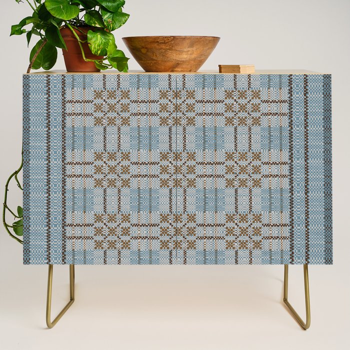 Overshot Floral Blue Credenza Gallery Image 1