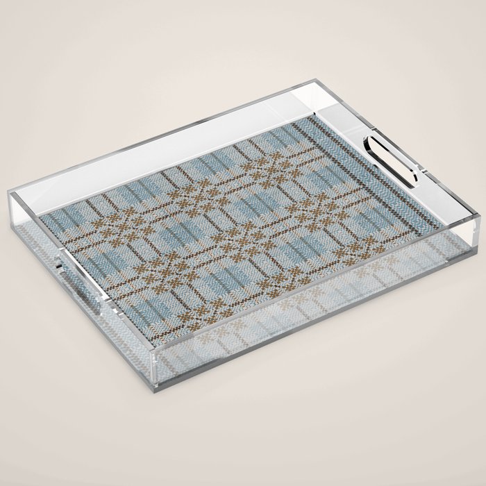 Overshot Floral Blue Acrylic Tray Gallery Image 1