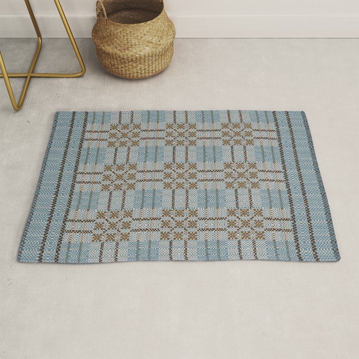Overshot Floral Blue Rug Gallery Image 1