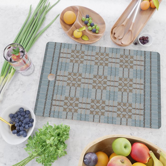 Overshot Floral Blue Cutting Board Gallery Image 2