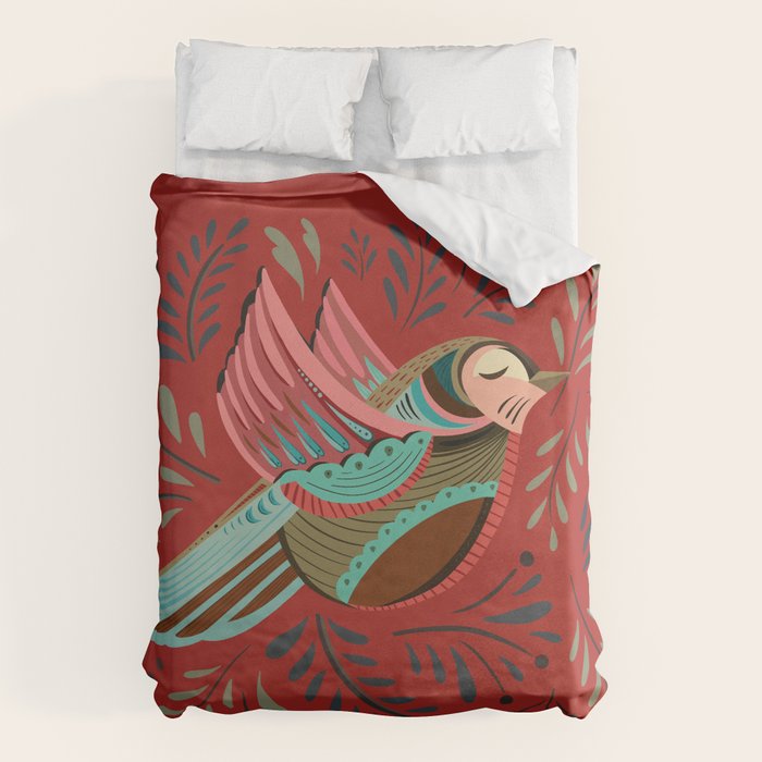 Peace Bird - Red Duvet Cover Gallery Image 1