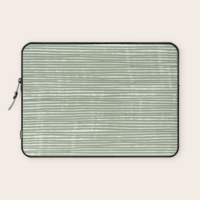 Abstract Stripes, Sage Green, Boho Wall Art Laptop Sleeve Gallery Image 1