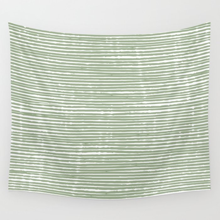Abstract Stripes, Sage Green, Boho Wall Art Wall Tapestry Gallery Image 4