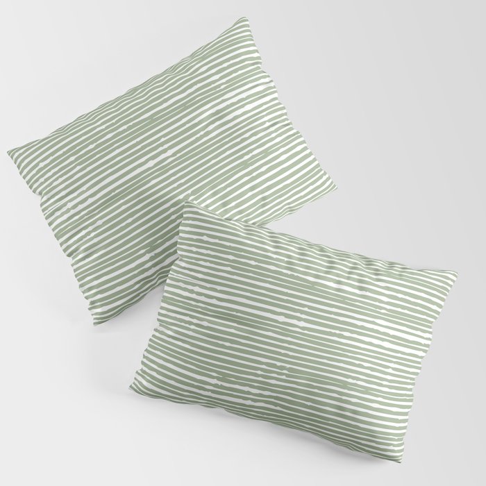Abstract Stripes, Sage Green, Boho Wall Art Pillow Sham Gallery Image 1