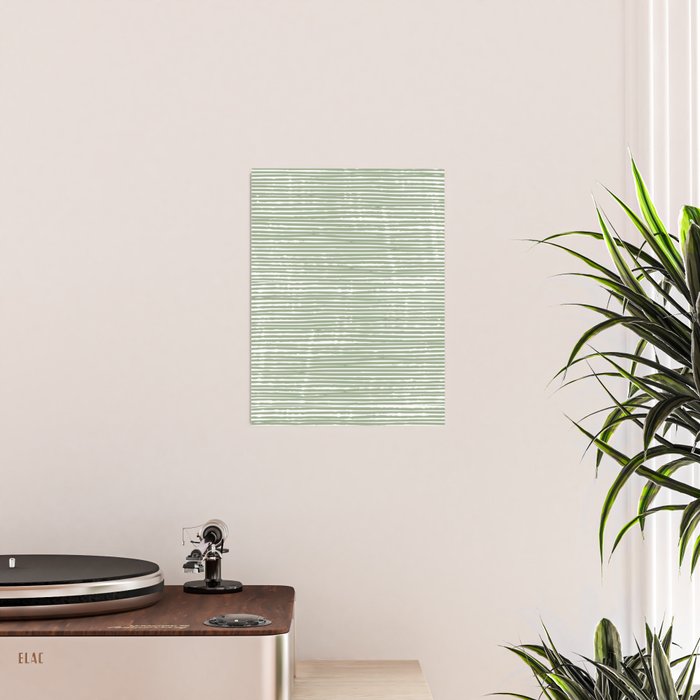 Abstract Stripes, Sage Green, Boho Wall Art Poster Gallery Image 2