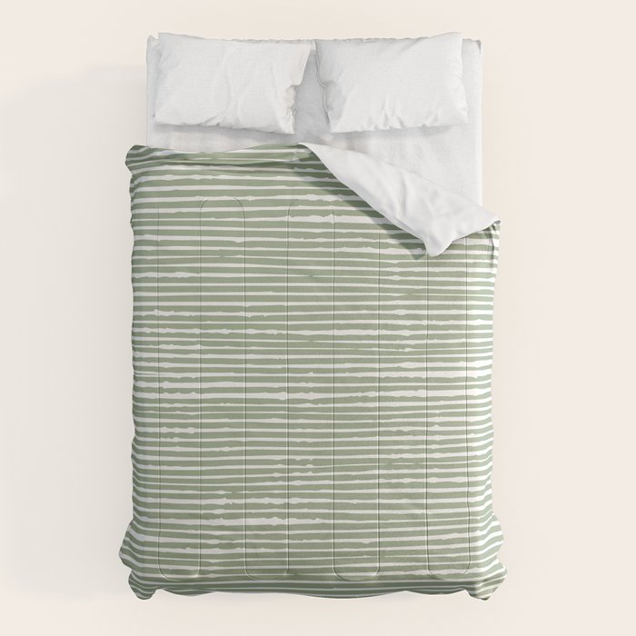 Abstract Stripes, Sage Green, Boho Wall Art Comforter Gallery Image 1