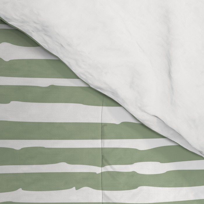 Abstract Stripes, Sage Green, Boho Wall Art Comforter Gallery Image 4
