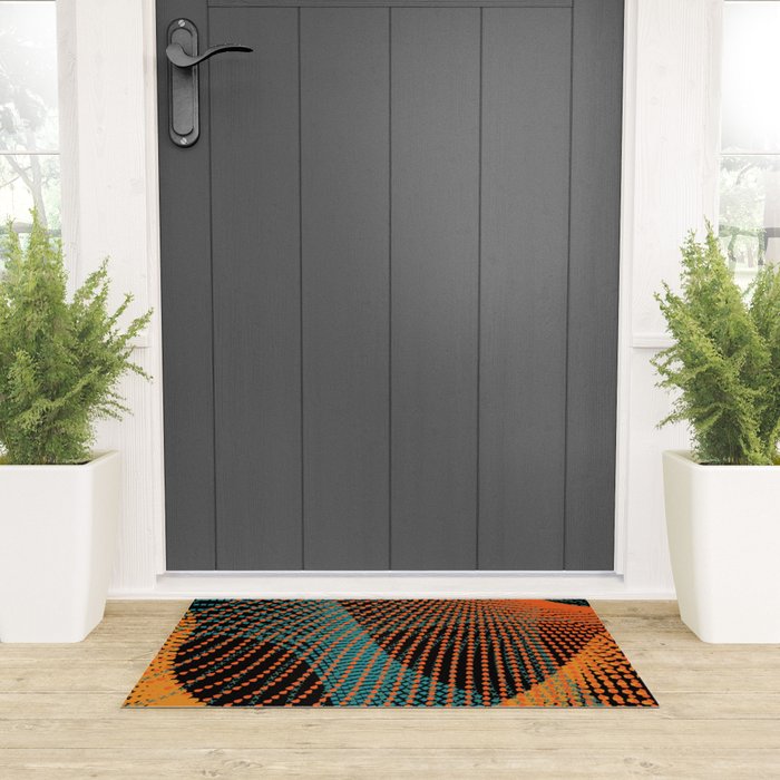Spun Colors II Turquoise Orange Teal Welcome Mat Gallery Image 3