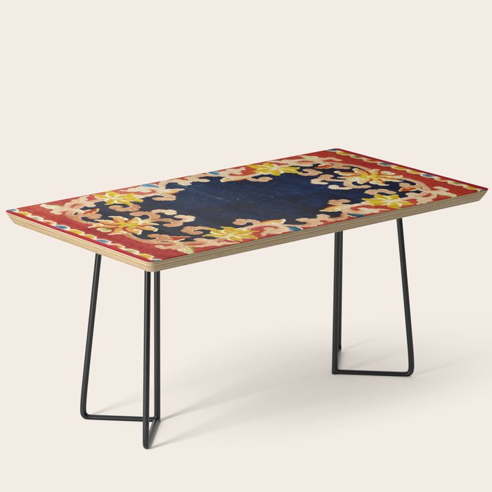 Antique Tibetan Saddle Rug Print Coffee Table Gallery Image 1