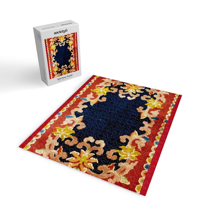 Antique Tibetan Saddle Rug Print Jigsaw Puzzle Gallery Image 2