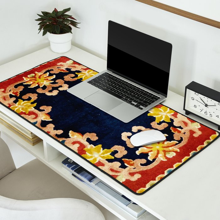 Antique Tibetan Saddle Rug Print Desk Mat Gallery Image 2