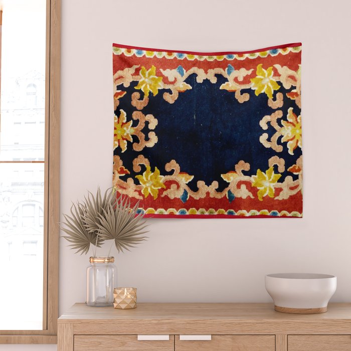 Antique Tibetan Saddle Rug Print Wall Tapestry Gallery Image 2