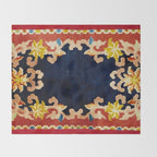 Antique Tibetan Saddle Rug Print Throw Blanket Gallery Image 2