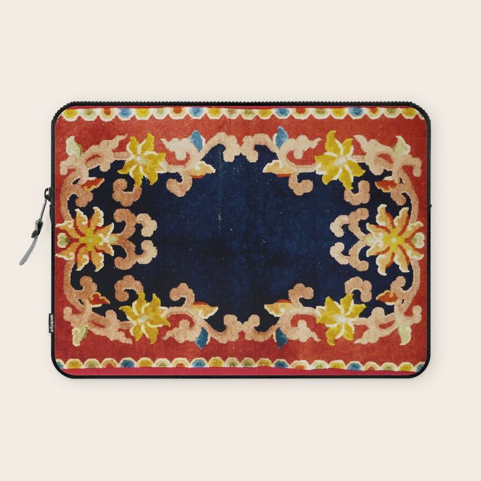 Antique Tibetan Saddle Rug Print Laptop Sleeve Gallery Image 1