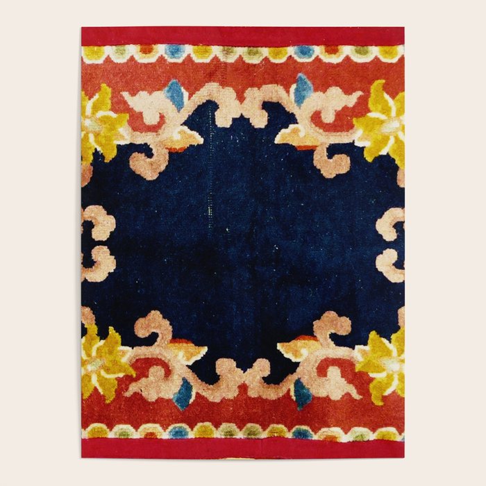 Antique Tibetan Saddle Rug Print Poster Gallery Image 1
