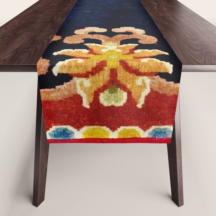 Antique Tibetan Saddle Rug Print Table Runner Gallery Image 1