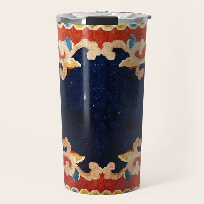 Antique Tibetan Saddle Rug Print Travel Mug Gallery Image 1